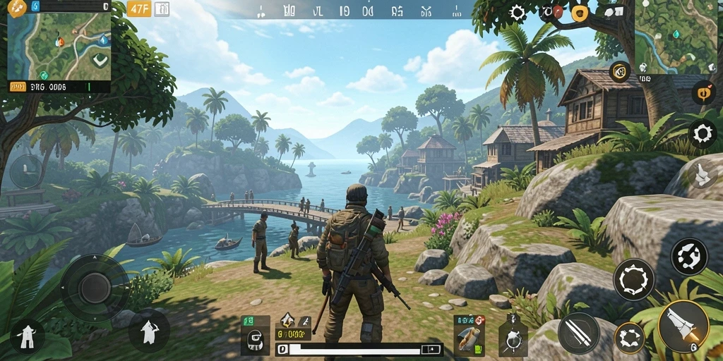 Gameplay seru dalam dunia terbuka 47F yang menakjubkan.
