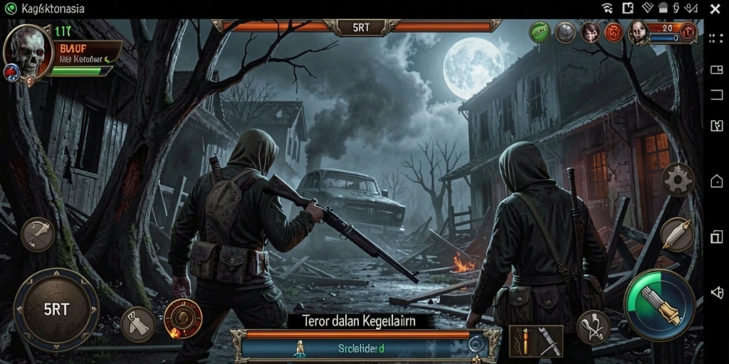 Tampilkan gameplay menegangkan di 5RT saat menjelajahi kegelapan.