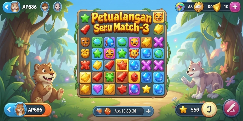 Gameplay seru AP686 dengan grafis berwarna-warni.
