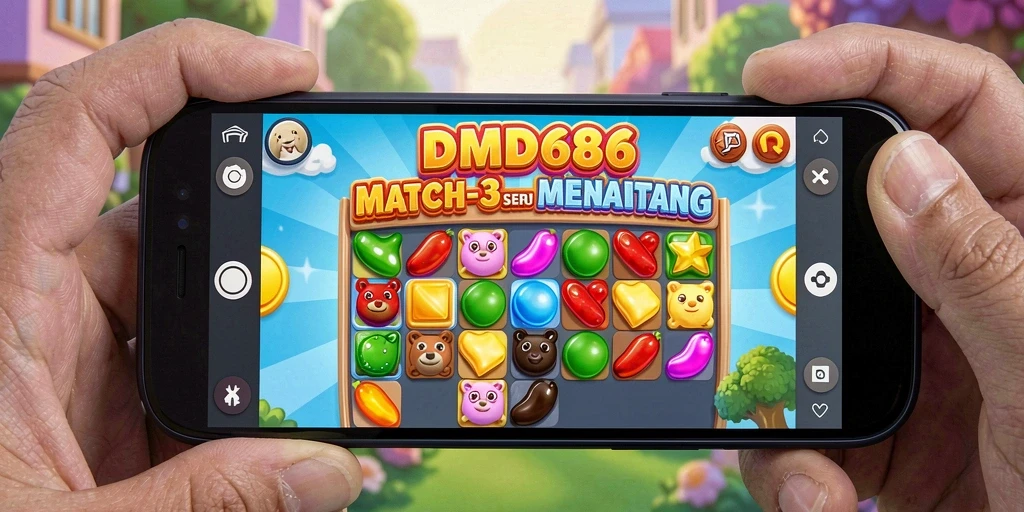 Tampilan gameplay seru dari permainan Match-3 DMD686.