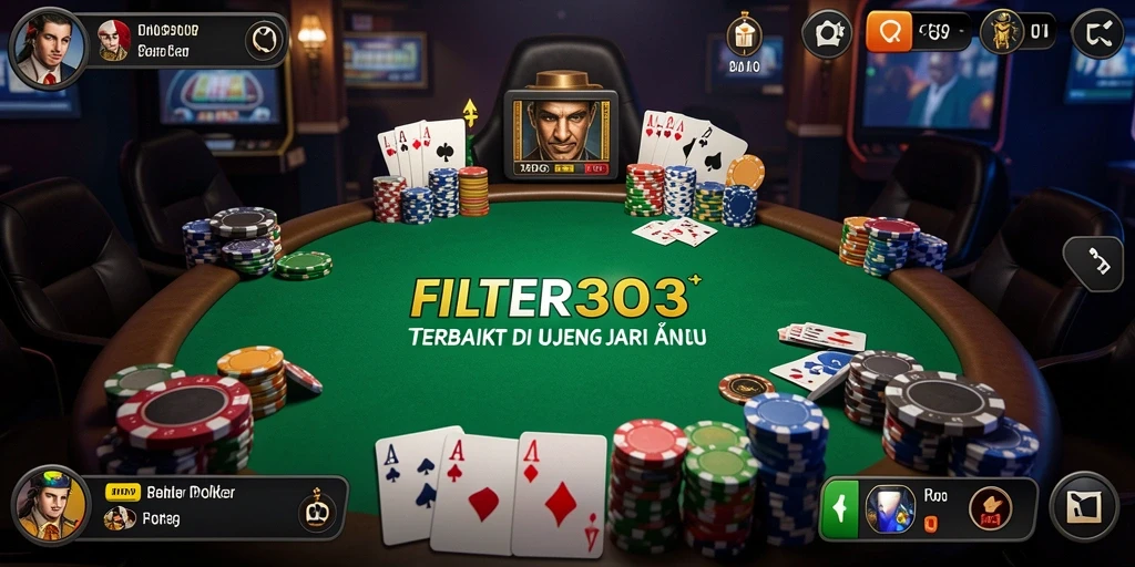 Tampilan gameplay Poker yang mendebarkan dan interaktif.