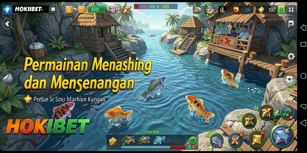 Gameplay HOKIBET menunjukkan suasana memancing yang menegangkan.