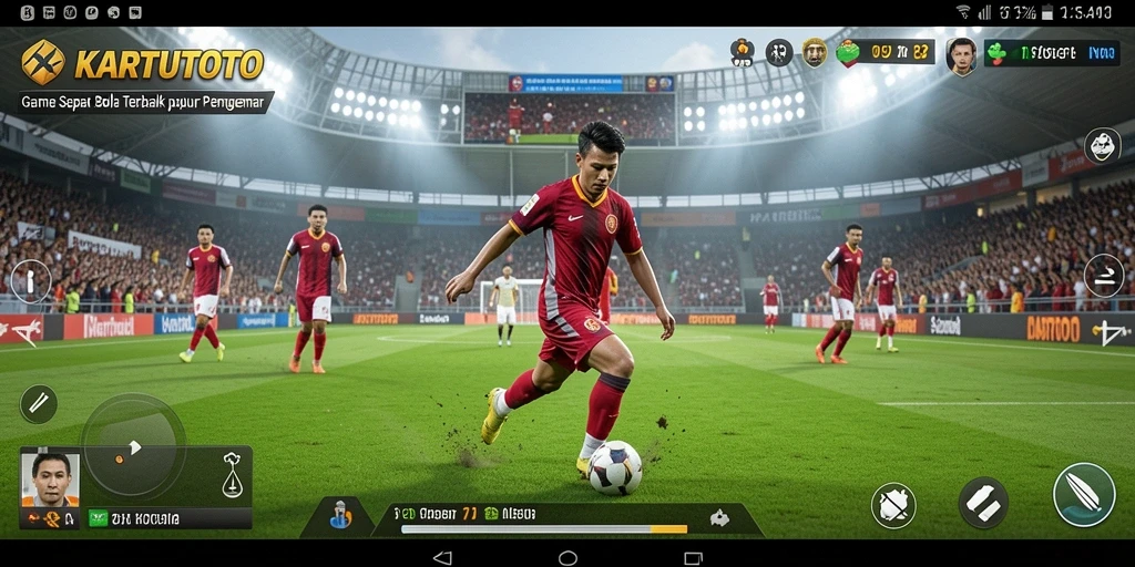 Gameplay KARTUTOTO yang mendebarkan dan penuh aksi sepak bola.
