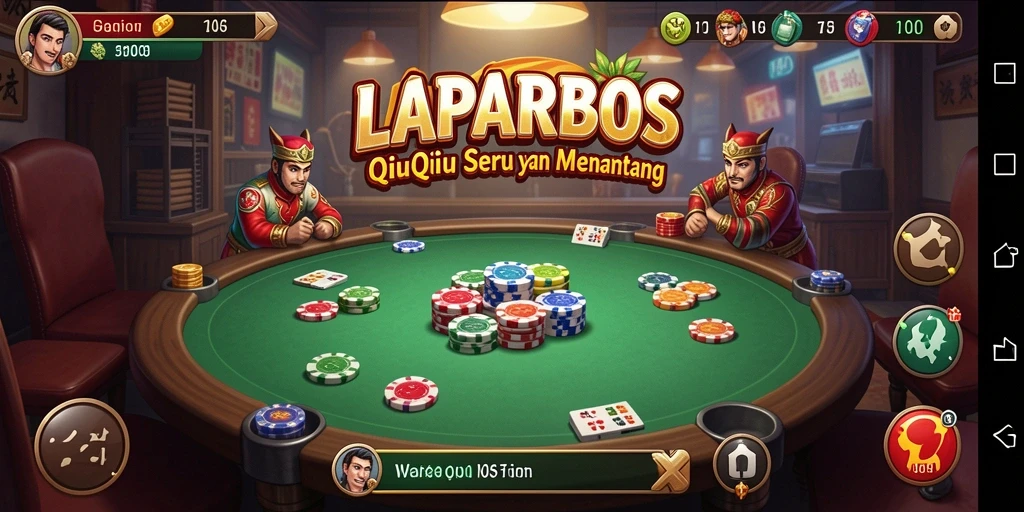 Tampilan gameplay seru dalam LAPARBOS saat bermain QiuQiu.