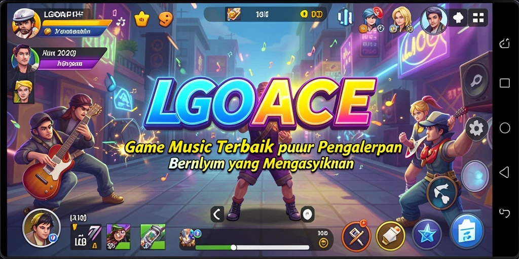 Tampilan gameplay LGOACE dengan berbagai tantangan musik yang seru.