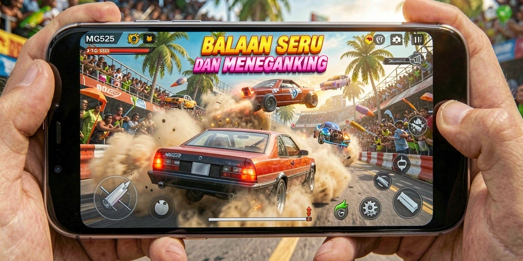 Tampilan gameplay MG525 yang penuh aksi balapan cepat.