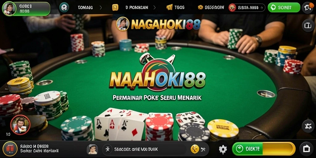 Screenshot gameplay NAGAHOKI88 menampilkan momen seru di meja poker.