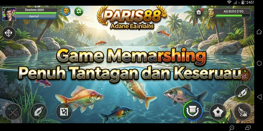 Screenshot gameplay PARIS88 menampilkan aksi memancing yang seru dan visual yang menarik.