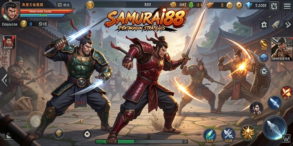 Tampilan strategi pertarungan dalam game SAMURAI88 yang menegangkan.