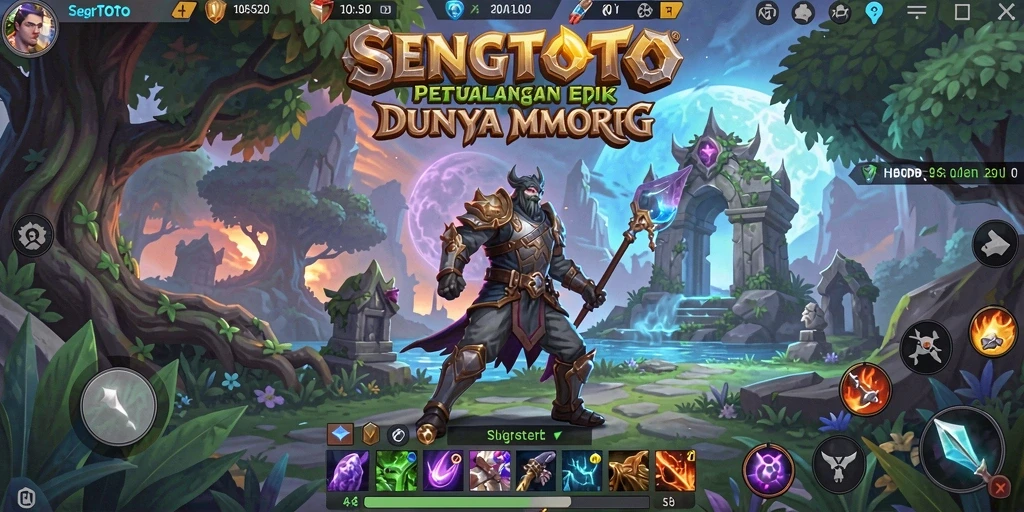 Screenshot SENGTOTO menampilkan aksi pertarungan yang intens dalam dunia MMORPG.