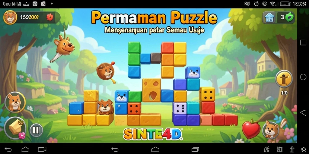 Tampilan gameplay SINTE4D yang menarik dan menantang puzzle.