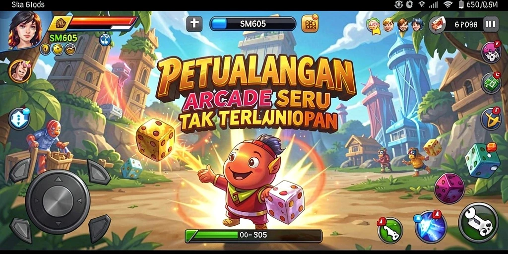Tampilan gameplay SM605 yang mendebarkan dan penuh tantangan arcade.