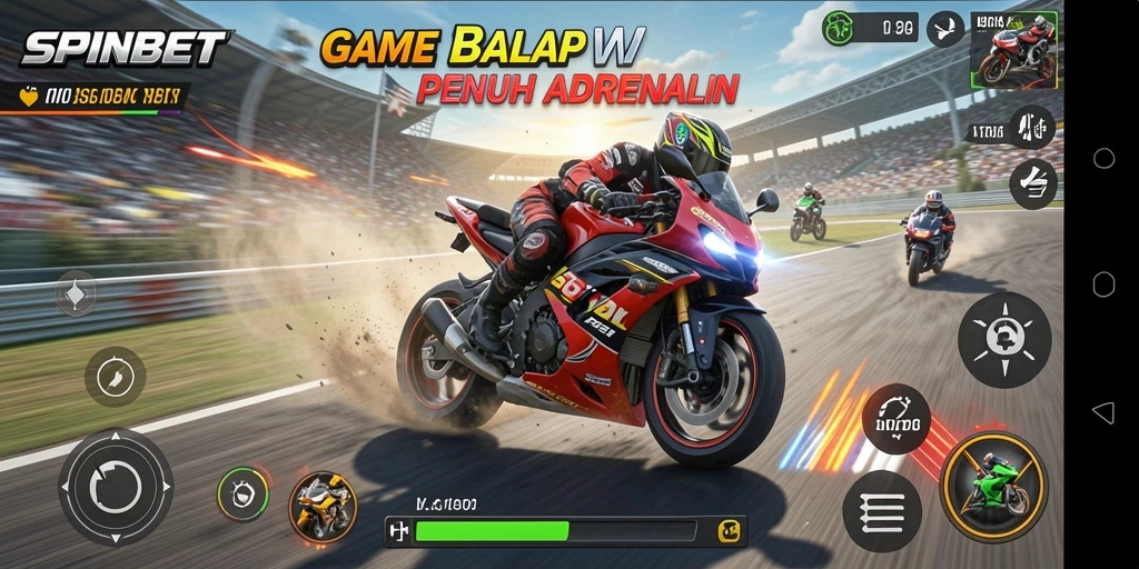 Gameplay SPINBET yang mendebarkan dalam balapan motor.