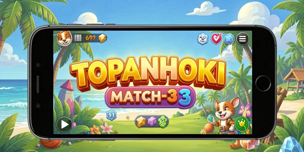 Gameplay seru di TOPANHOKI dengan kombinasi match-3 yang menarik.