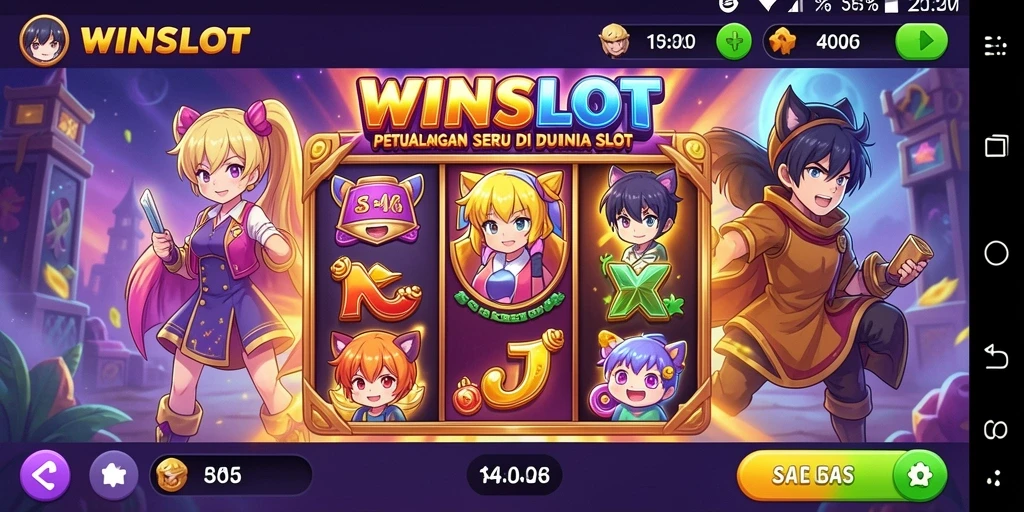 Screenshot gameplay WINSLOT dengan karakter anime yang menarik.